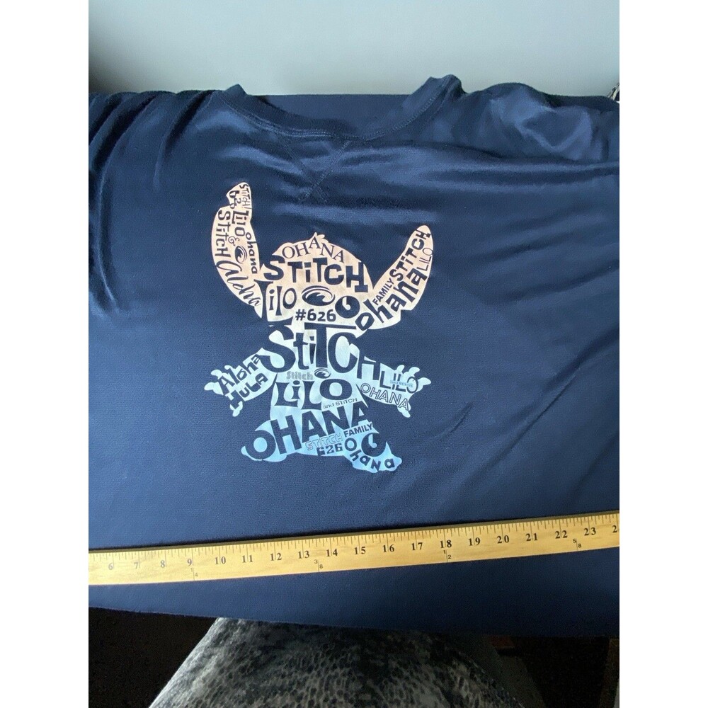 Disney PJ Sleep Shirt Gown 3/4 Sleeve Blue Adult XL Lilo & Stitch Ohana - Picture 12 of 13